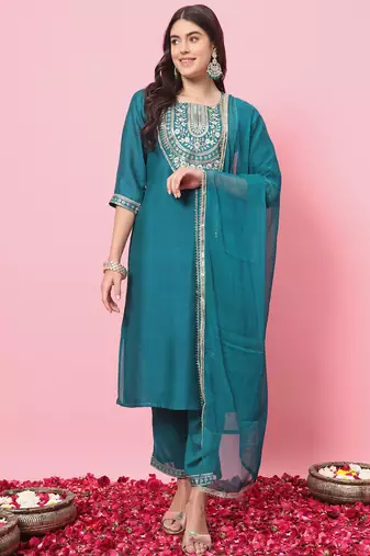Rama color silk blend ethnic fancy partywear suit with classy looks