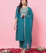Rama color silk blend ethnic fancy partywear suit with classy looks