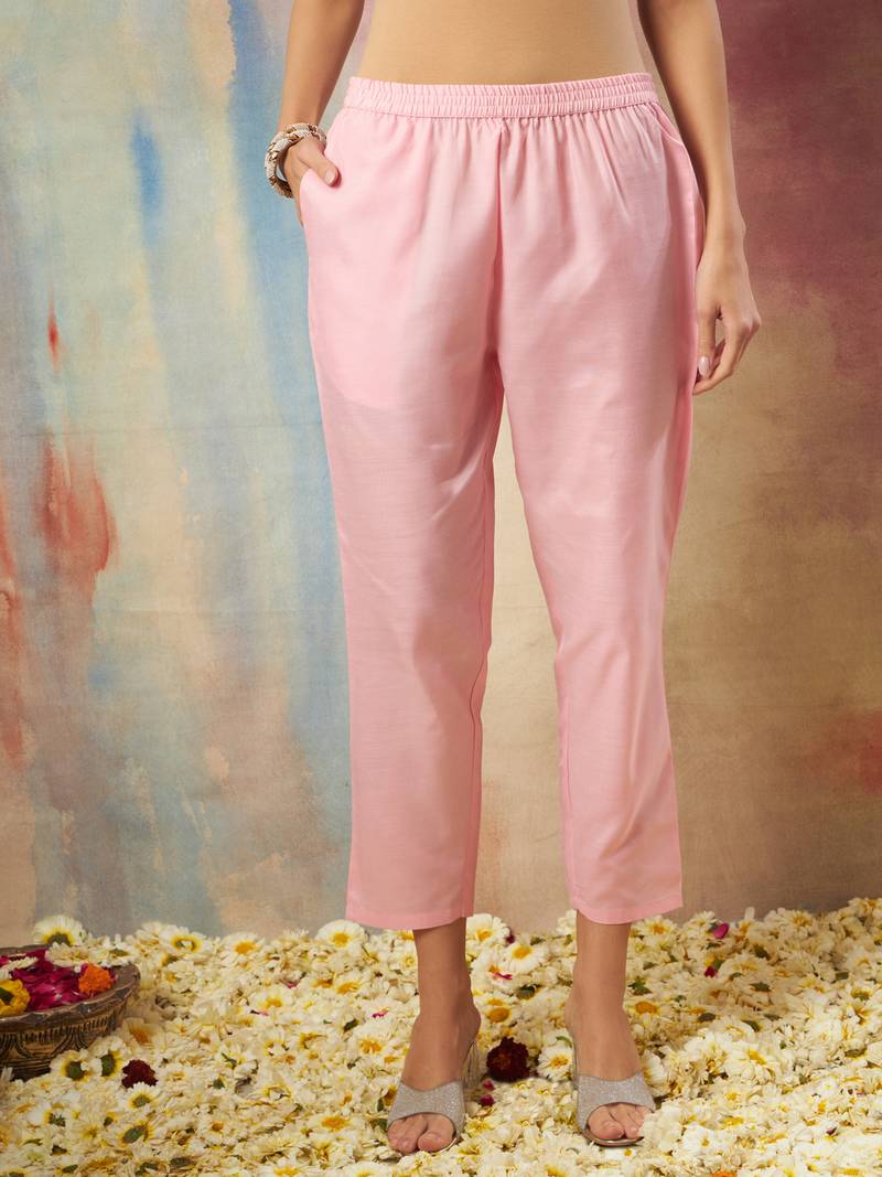 Pink color chanderi modal ethnic fancy partywear suit with classy looks