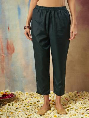 Green color cotton silk fancy partywear suit with classy looks 4