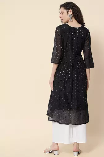 Black color chanderi modal with beautiful embroidered fancy looks