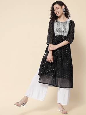 Black color chanderi modal with beautiful embroidered fancy looks 4