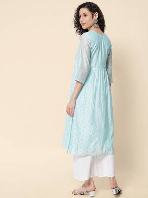 Sky blue color chanderi modal with beautiful embroidered fancy looks 2
