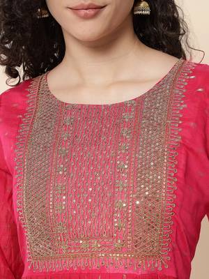 Pink color chanderi modal with beautiful embroidered fancy looks 3