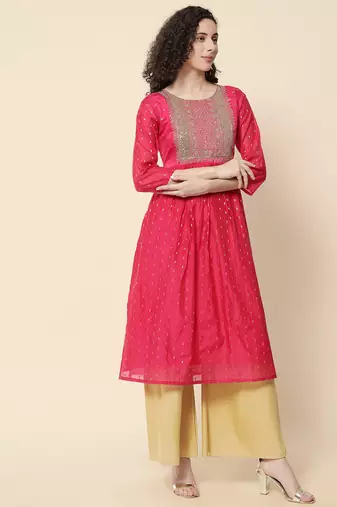 Pink color chanderi modal with beautiful embroidered fancy looks