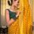 Yellow soft silk blend banarasi jacuard work designer saree with blouse