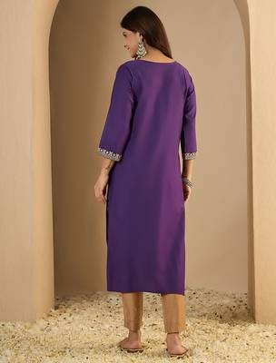 Lavender color trendy formal looking classy kurta for girl 2