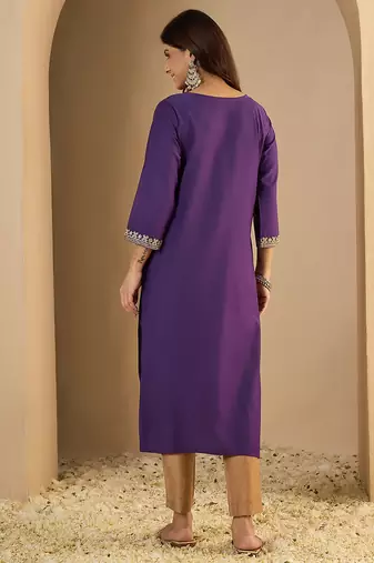 Lavender color trendy formal looking classy kurta for girl