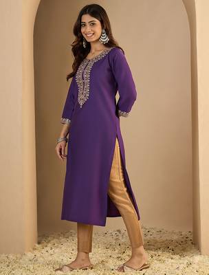Lavender color trendy formal looking classy kurta for girl 4
