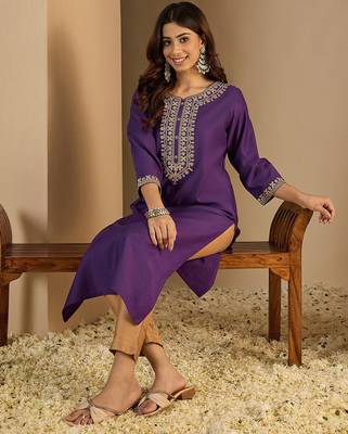 Lavender color trendy formal looking classy kurta for girl 5
