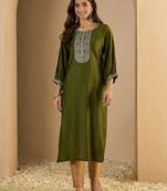 Mahendi color trendy formal looking classy ethnic kurta for girl