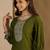 Mahendi color trendy formal looking classy ethnic kurta for girl