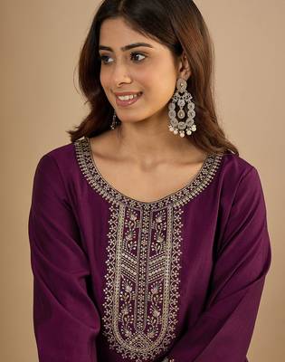 Purple color trendy formal looking classy kurta for girl 3