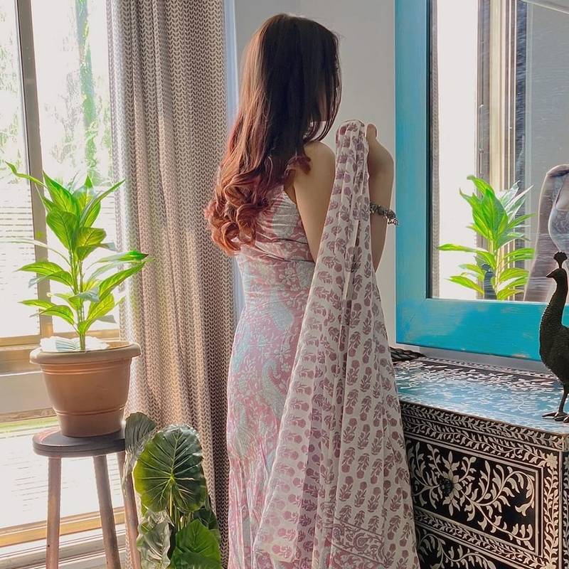 ANGAVASTRAM Women’s Pink Printed Sleeveless Cotton Kurta Set with Palazzo & Dupatta | Festive, Casual & Office Wear