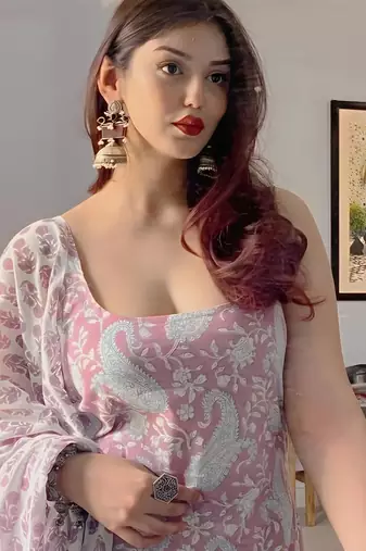  Pink Printed Sleeveless Cotton Kurta Set with Palazzo & Dupatta | Festive, Casual & Office Wear