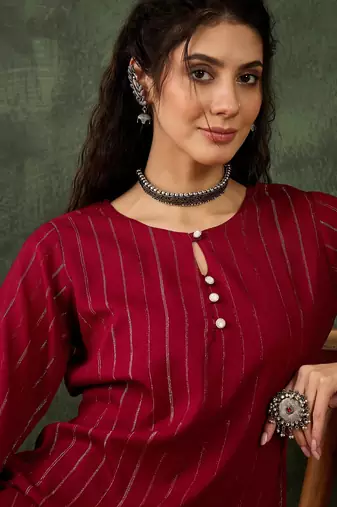 Maroon color cotton silk blend beautiful stylish tendy top bottom set