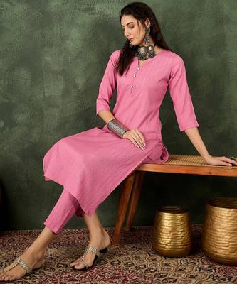 Pink color cotton silk blend beautiful stylish tendy top bottom set 4
