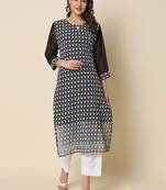 Black color georgette fabric chikankari work formal kurta for girls