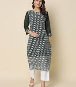 Green color georgette fabric chikankari work formal kurta for girls