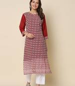 Maroon color georgette fabric chikankari work formal kurta for girls