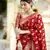 Red soft silk blend banarasi jacuard work designer saree with blouse