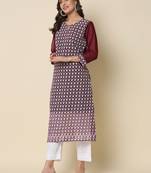 Purple color georgette fabric chikankari work formal kurta for girls