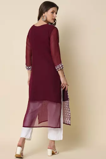 Purple color georgette chikankari formal kurta for girls