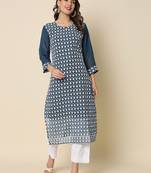 Teal color georgette fabric chikankari work formal kurta for girls