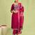 Pink color viscose roman silk fabric designer embroidered suit