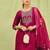 Pink color viscose roman silk fabric designer embroidered suit