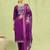 Purple color viscose roman silk fabric designer embroidered suit