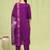 Purple color viscose roman silk fabric designer embroidered suit