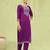 Purple color viscose roman silk fabric designer embroidered suit