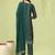 Green color silk blend fabric designer embroidered suit