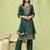 Green color silk blend fabric designer embroidered suit