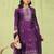 Purple color silk blend fabric designer embroidered suit