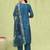 Blue color silk blend fabric designer embroidered suit