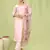 Pink color silk blend fabric designer embroidered suit