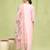 Pink color silk blend fabric designer embroidered suit