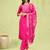 Pink color silk blend fabric designer embroidered suit