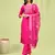 Pink color silk blend fabric designer embroidered suit