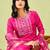 Pink color silk blend fabric designer embroidered suit