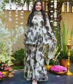 Off white color beautiful rayon fabric designer ceremonial readymade suit
