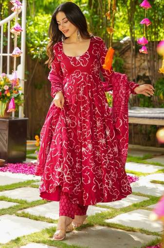 Pink color beautiful rayon fabric designer ceremonial readymade suit