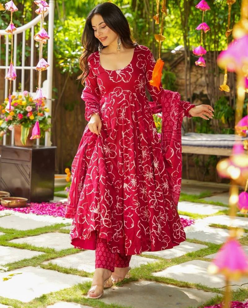 Pink color beautiful rayon fabric designer ceremonial readymade suit