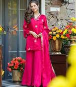 Pink color beautiful fendy silk fabric designer ceremonial readymade suit