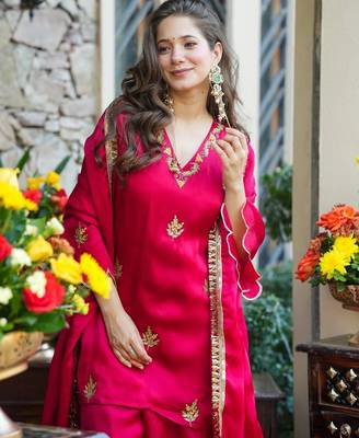 Pink color beautiful fendy silk ceremonial readymade suit 3