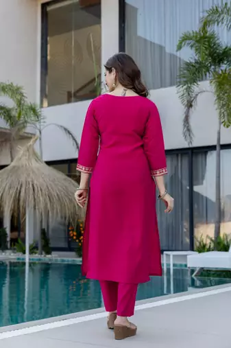 Magenta color beautiful p v chanderi ceremonial readymade suit