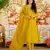 Mustard color beautiful viscose satin fabric designer ceremonial readymade suit