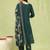 Green color viscose roman silk fabric designer embroidery work sophisticated girlie salwar kameez